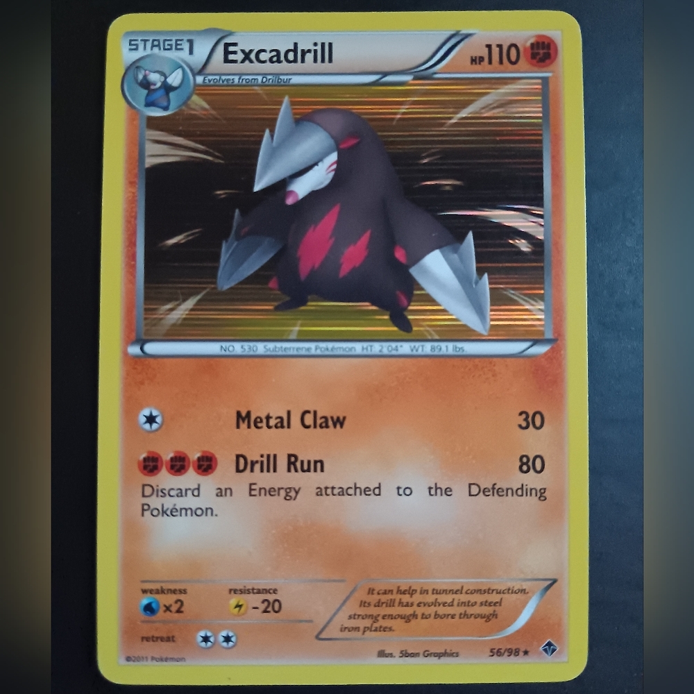 Excadrill Pokemon Card - Emerging Powers - 56/98 Rare Holo